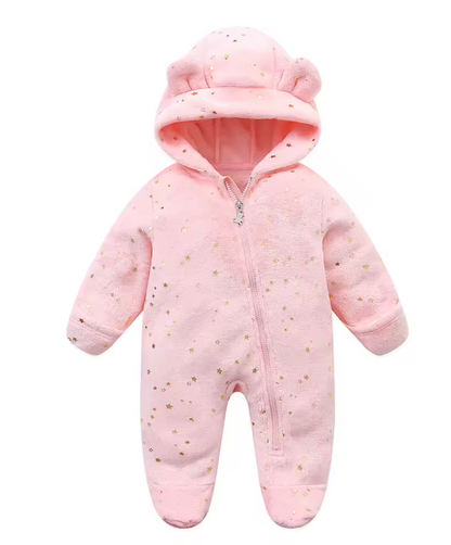 Newborn Autumn Winter Thick Keep Warm Baby Boys Girls Rompers Shimmering Star-Shaped Sequins Velvet Bodysuits Footies For Kids