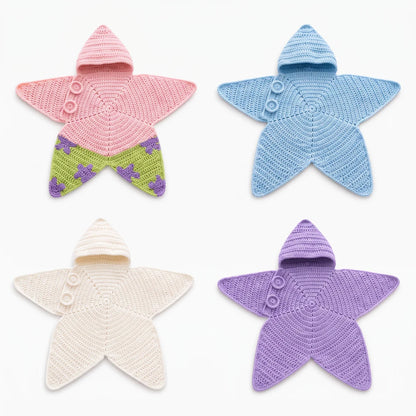 Baby Crocheted Romper Starfish Cartoon Footed Jumpsuit Soft Knit Newborn Photography Outfit Cute Infant Crawler Baby Clothes