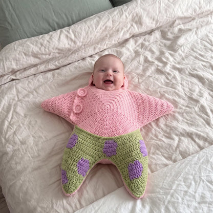 Baby Crocheted Romper Starfish Cartoon Footed Jumpsuit Soft Knit Newborn Photography Outfit Cute Infant Crawler Baby Clothes